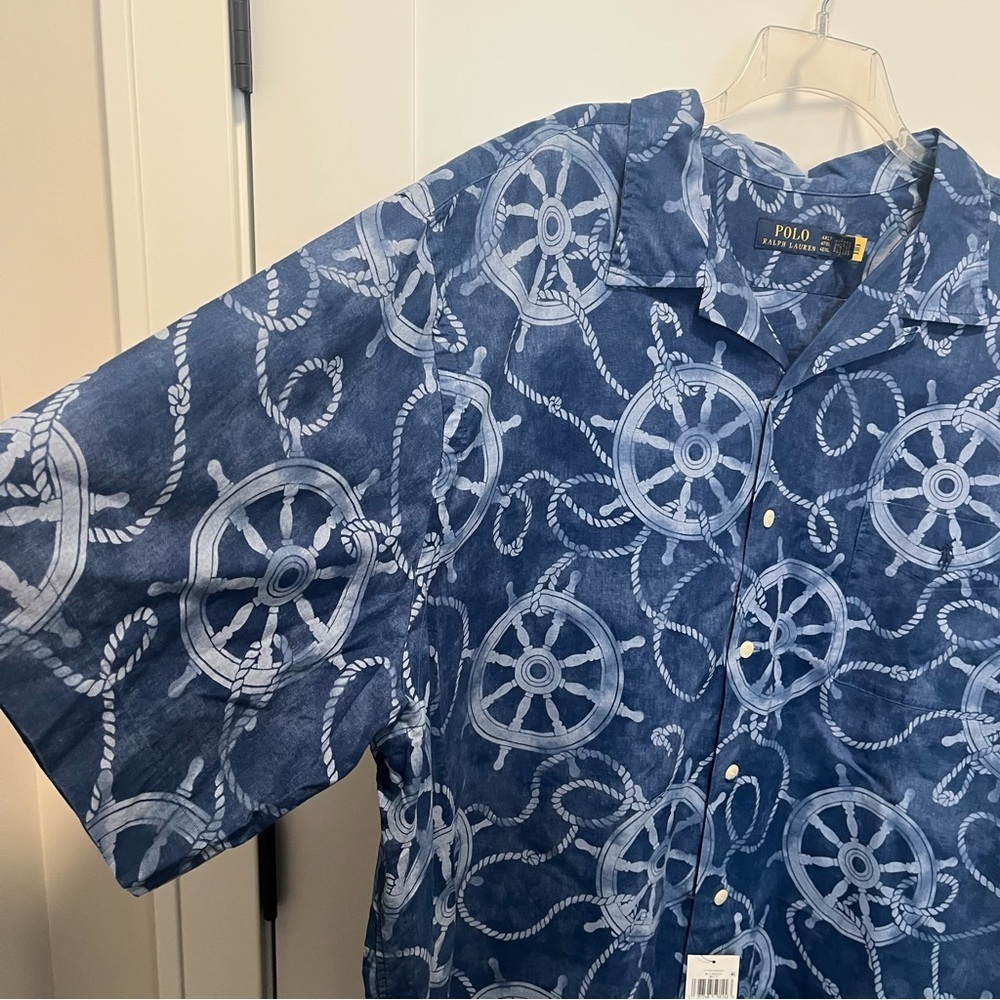 $138 NWT Polo Ralph Lauren Classic Fit Cotton-Linen Camp Shirt 4XLT Wheel Boat - Picture 5 of 8